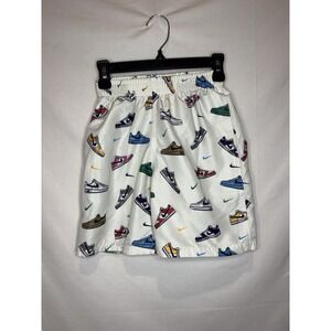 Nike Boys Swim Trunks XS 6-7 Multi Sneaker Print White Swoosh Volley Shorts